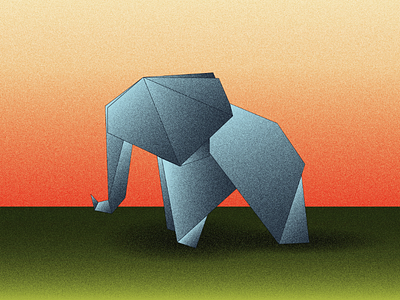 Stippled origami elephant