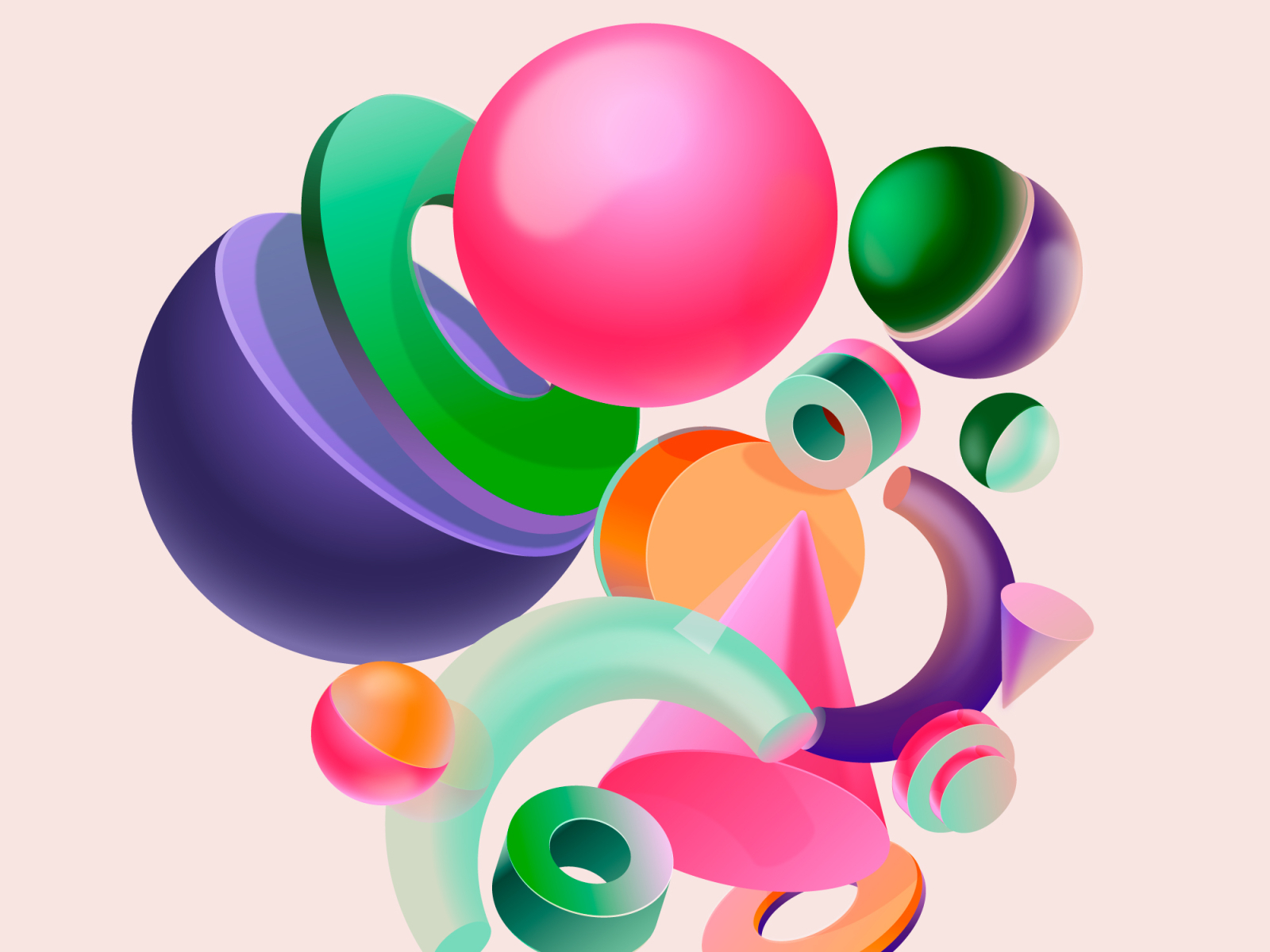 3D shapes by Indie Khisamutdinova on Dribbble