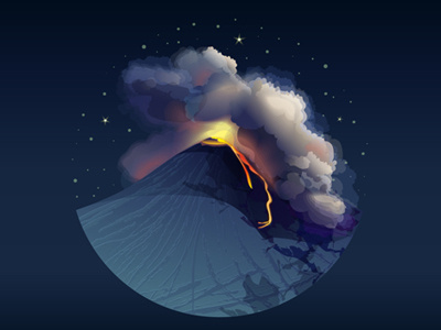 Volcano Erupting icons vector