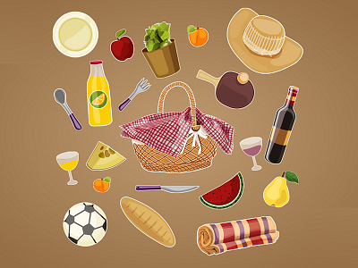 Picnic icons icons objects web elements