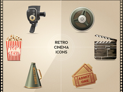 Retro Cinema Icons icons objects web elements