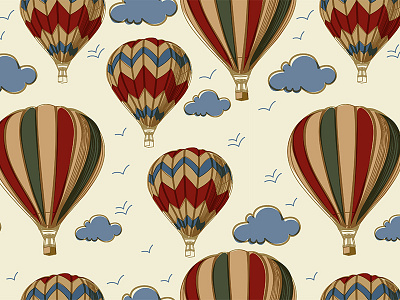 Retro Hot Air Balloons Pattern air balloon background illustration pattern vector