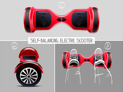 Self Balancing Electric Scooter icons objects vector web elements