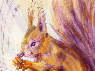 Squirrellavender animal illustration