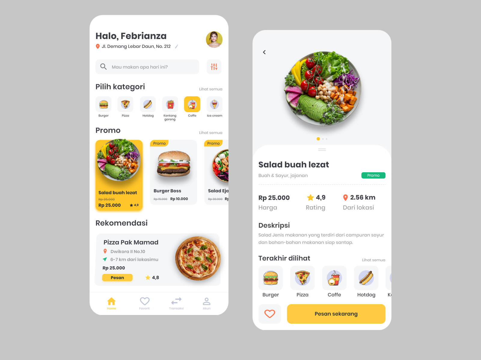 Order food online apps by Muhammad Febrianza Wiranata on Dribbble