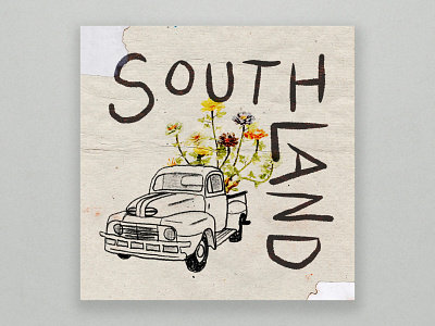SouthLand Podcast Cover card collage cover drawing flower flower illustration flowers lineart mixed media podcast south