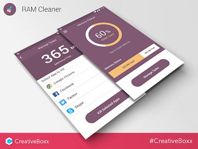 RAM Cleaner android app design lolipop ram cleaner ui ux