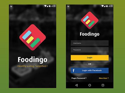 Foodingo - Splash Login android app design login rejected splash ui ux