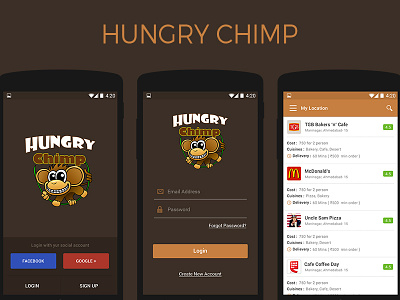 Hungry Chimp android app creative design food pixel restaurant ui ux