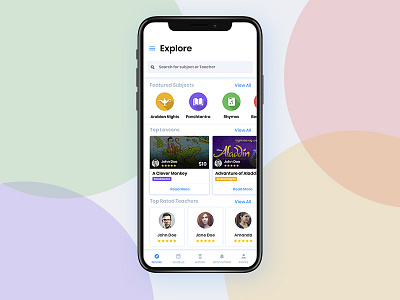 Explore Screen UI for Kids App