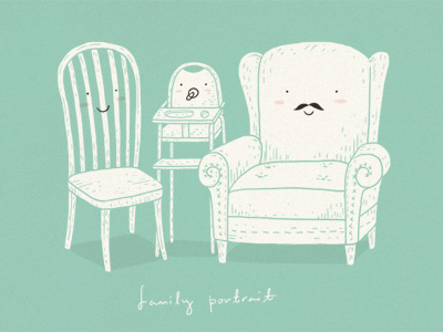 Family Portrait cute doodle humor illustration simple