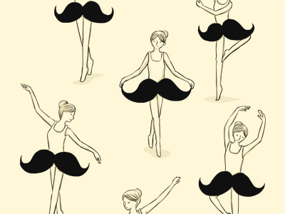 The Ballet Of Mustache ballet dance dancer design fun illustration ilovedoodle lim heng swee love mustache poster print