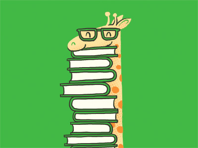 A Book Lover animal book cute funny giraffe happy illustration ilovedoodle lim heng swee poster print reader reading