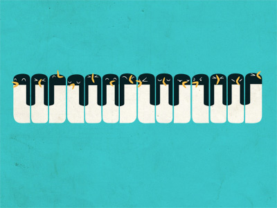 Choir Of Antartica art fun humor illustration ilovedoodle lim heng swee music penguin piano poster print singing smile