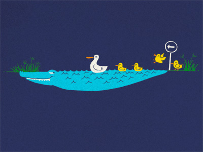 Perfect Trap art crocodile dangerous display doodle duck duckling fun humor illustration ilovedoodle lim heng swee pond poster print smile trap wall wall deco