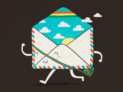 Good News Is On The Way art cute display doodle fun great day happy humor illustration ilovedoodle letter lim heng swee news poster postman print smile snail mail wall wall deco