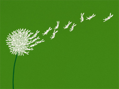 Nature Will Show You The Way art bunny cute daily dandelion design display doodle fly fun happy humor illustration ilovedoodle lim heng swee lol nature poster print project rabbit smile wall deco wind