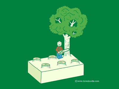 Construt And Destroy art project block brick construction creative deforestation doodle fun green illustration ilovedoodle lego lim heng swee poster print t shirt toy tree