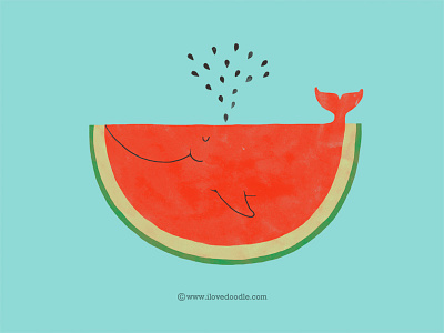 Whalemelon animal design doodle fish fruit fun illustration ilovedoodle. lim heng swee poster print t shirt watermelon whale