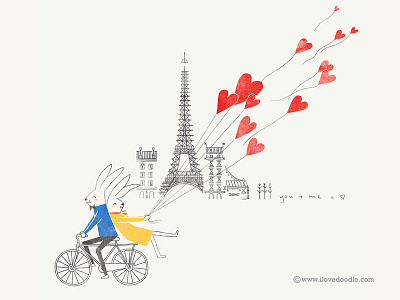 Love Around The World @Paris balloons bicycle bike bunny cute eiffel tower heart love paris rabbit romantic valentine