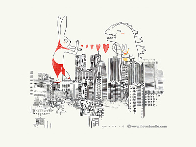 Love Around The World @Tokyo bunnies city godzilla hero love poster print rabbit tokyo ultraman wall deca