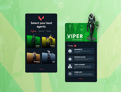 viper by rohan app design game design illustration minimal mobile app design mobile ui ui uidesign valorant viper