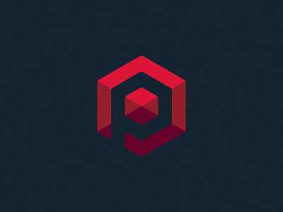 P Gem blue gem geometric hexagon icon logo p red