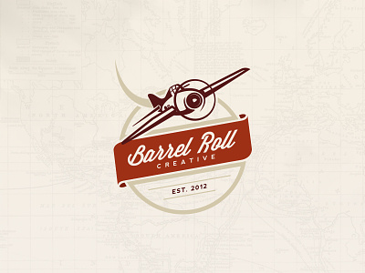 Barrel Roll Creative Logo badge banner logo plane vintage
