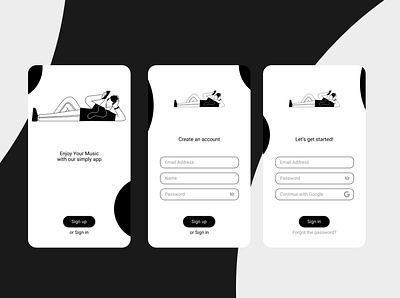 Sign up page for music app app dailyui dailyui 001 minimal sign in signup ui ux web website