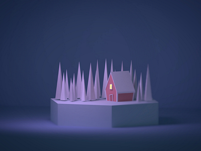 Winter Night #1 b3d blender3d lowpolyart