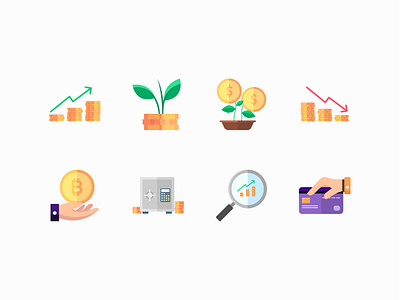 Finance Icon Set branding design finance flat illustration graphic design icon iconography illustration ui vector
