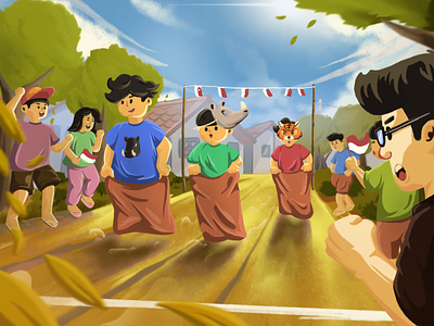 77th Indonesia Independence Day Celebration art celebration characters childern book illustration childern books competitions digital art digital illustration flat illustration happy illustration independence independence day indonesia motion graphics people scenery
