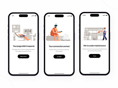 Empty State Illustration art characters design empty empty state error 404 errors flat flat illustration graphic design grayscale illustration no connection no signal not found ui under maintenance