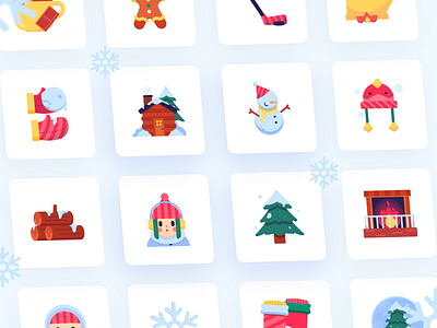 Winter icons set