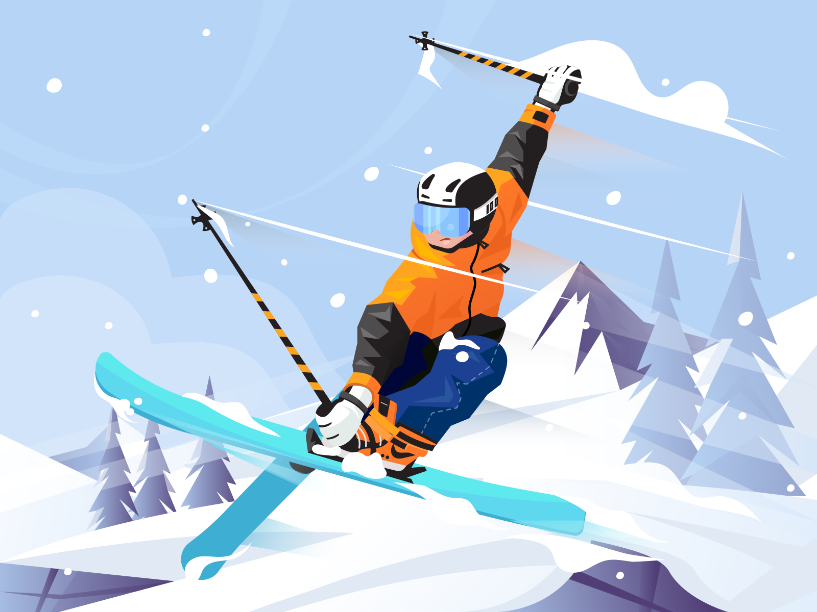 Freestyle skiing by Aria Zidaniro for Pickolab Studio on Dribbble