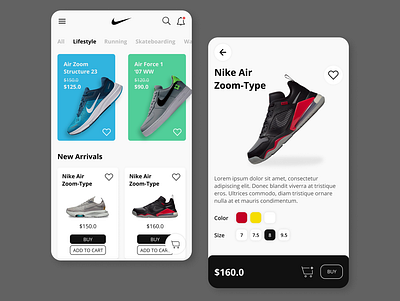 eCommerce Nike Shoes App app design ui