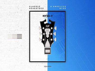 D'Angelico New York - Classic Headstock branding design electric guitar guitar illustration music poster poster art poster design rock typography vector