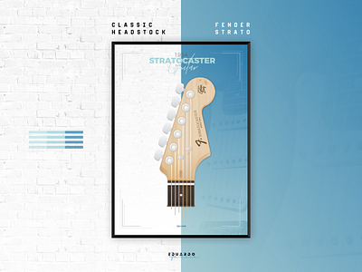 Fender Stratocaster - Classic Headstock design electric guitar fender fender guitar guitar music poster poster art poster design strato stratocaster typography vector