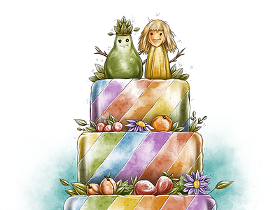 Birthday Cake birthday book cake colors drawing editorial illustration rainbow