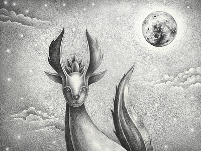 Moon And The Night character art creature illustration illustration art inks moon paper