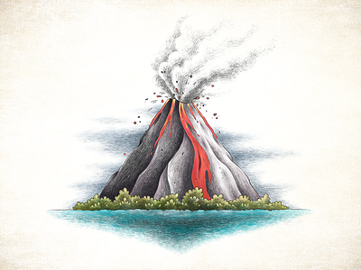 Volcano drawing illustration lava painting volcano