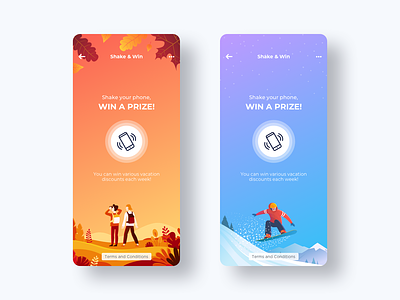 Shake & Win - Autumn / Winter app application autumn concept discount giveaway product design travel uidesign uxdesign win winter