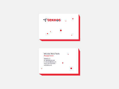Tekkos Business Card brand branding business card dots logo minimal mockup red vector