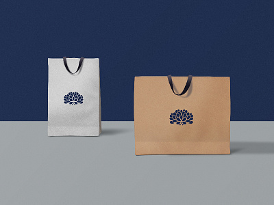 Dahlia Branding blue branding flower logo mockup paperbag silver