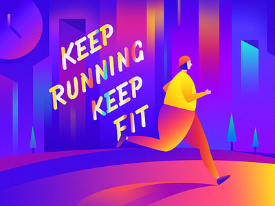 Keep running keep fit animation app branding design illustration illustrator typography ui ux website