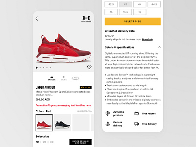product landing page app e commerce ecommerce jasonangeles mobile app pdp product page shoes sports fashion ui ui ux ux