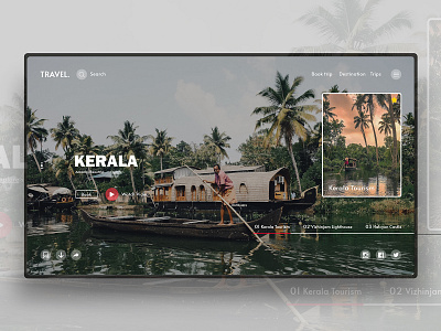 Kerala Travel- Landing Page art design graphic design minimal type ui ux vector web