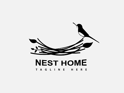 Nest Logo beautiful bird concept creative design forest home house modern logo symbol