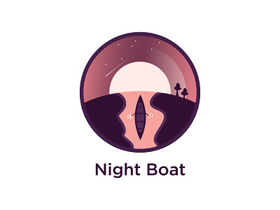 Night Boat Logo Design Template.