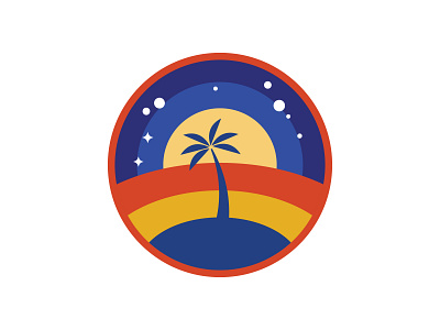 Sunset Logo beatch holiday nature palm tree sign simple sky star sun sunset